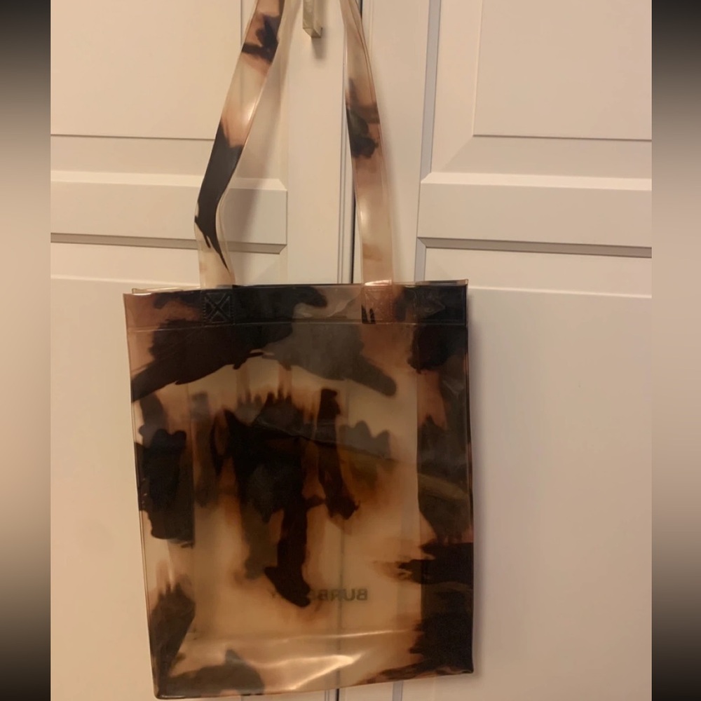 Burberry Tortoiseshell-Pattern Clear Tote in Brown and Black